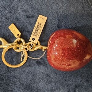 Coach Red Glitter Apple Keychain